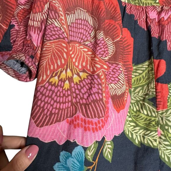 FARM RIO Colorful Floral One Piece Jumpsuit Women's Size Small Linen Blend FLAW - Picture 11 of 14